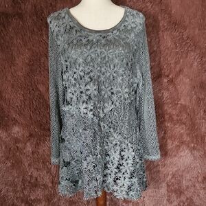 Feratelli Gray Top with lace overlay Tunic